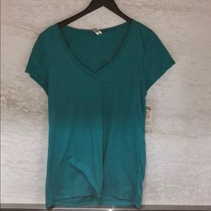 Blue cotton v-cut T-shirt
